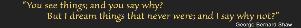 “You see things; and you say why? But I dream things that never were; and I say why not?” - George Bernard Shaw