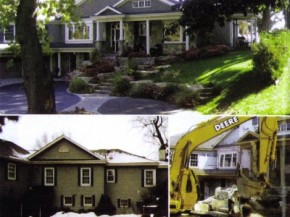 before and after view of renovated house